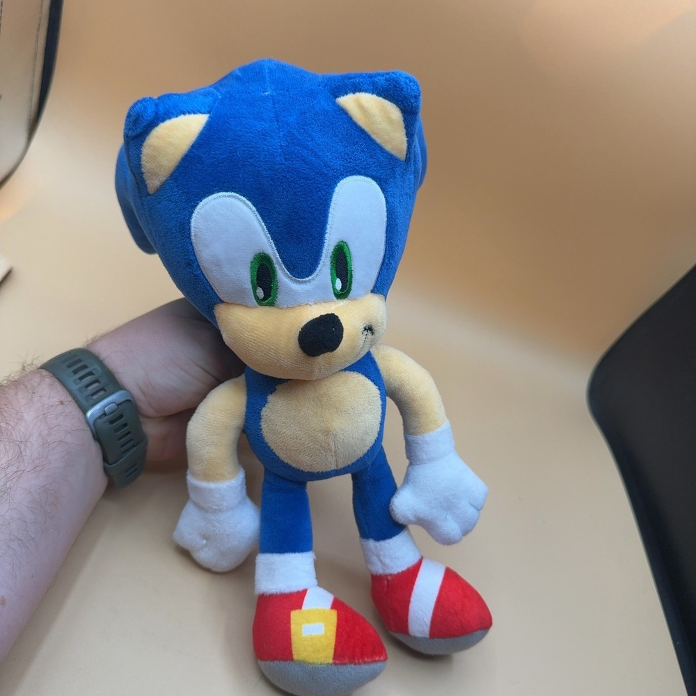 Sonic the Hedgehog "big head" Plush Toy Blue Sega Video Game Size 12 Inch